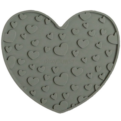 Tapis Dexypaws: Enrichment Lick: Cœur vert armée - Tapis d'alimentation pour chien rainuré, silicone de qualité alimentaire, étalé sur les repas-gâteries, jouet apaisant pour animaux de compagnie, dossier d'aspiration
