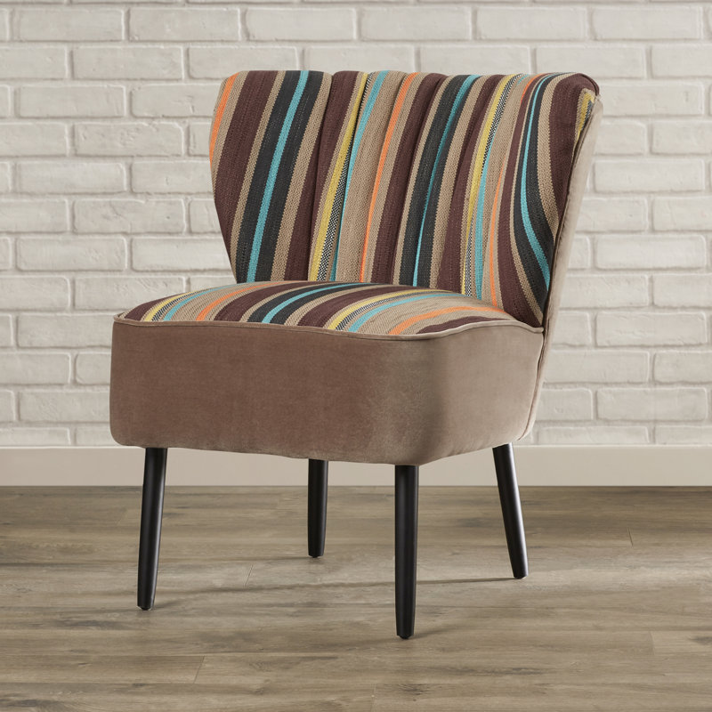 Upholstered Slipper Chair, Multi Striped