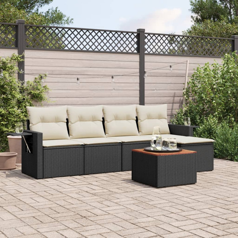 Ensemble de canapé de jardin Vidaxl noir, crème
