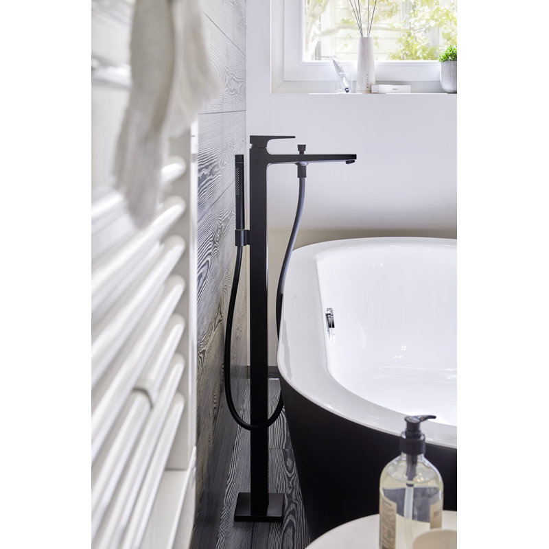 Metropol Freestanding Tub Filler Trim with Lever Handle and 1.75 GPM Handshower Trim Set Only, Brushed Black Chrome