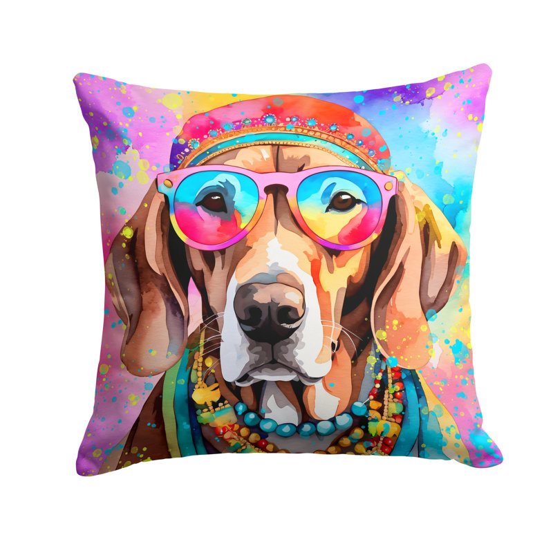 Weimaraner Hippie Dawg Fabric Decorative Pillow