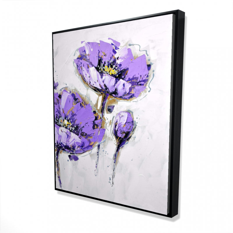 Anémones mauves, toile florale - décor de chambre à coucher contemporain