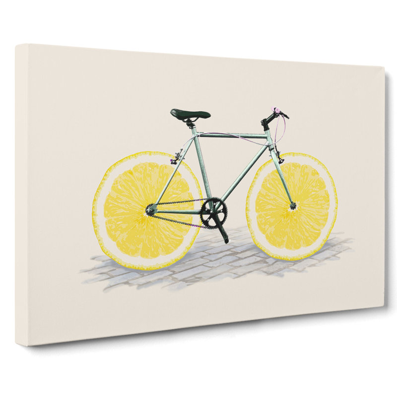 Lemon Bicycle - Wrapped Canvas, 60cm H x 91cm W x 3cm D