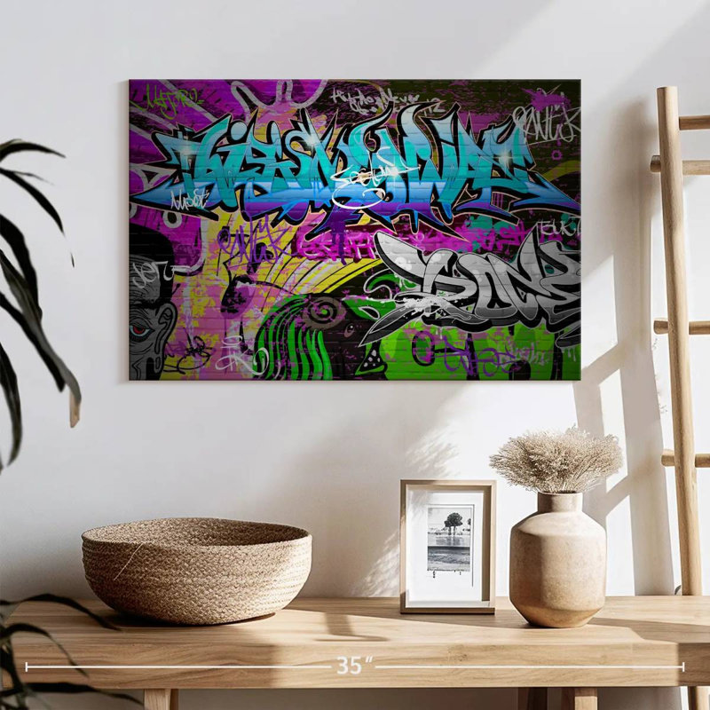 Underground Graffiti On Canvas Print, 16" H x 24" W x 1.25" D