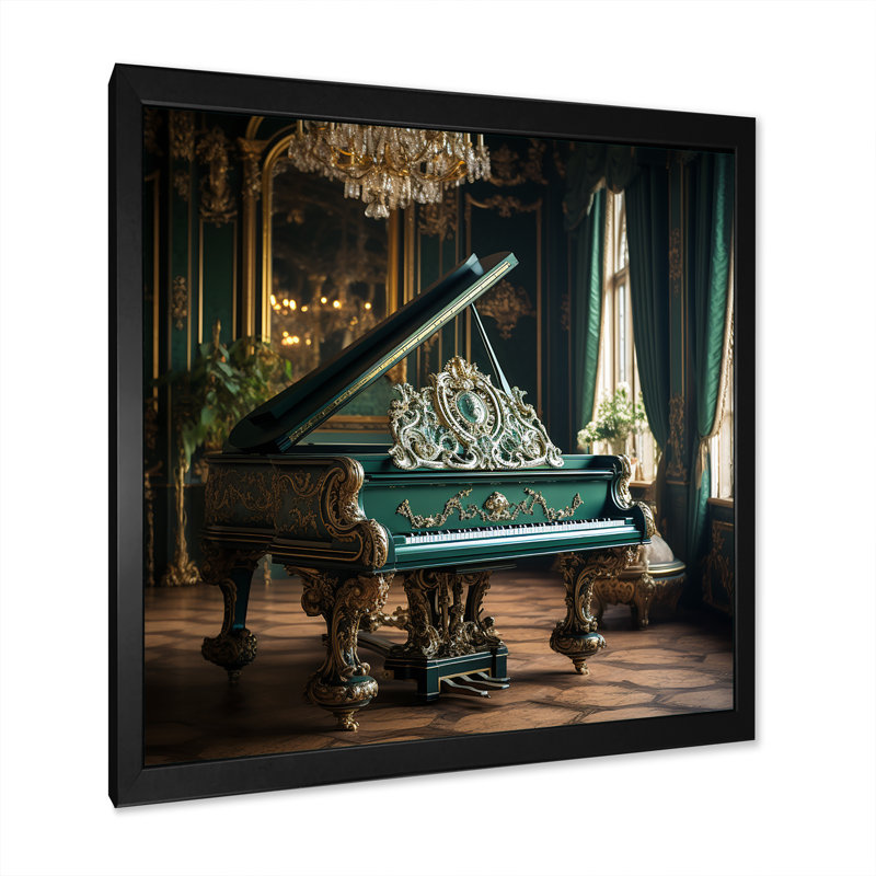 «Piano Victorian Victoruoso I», reproduction sur toile, Cadre simple noir, H 16 po x l 16 po x P 1 po