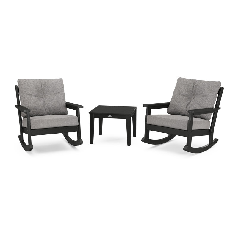 Ensemble de chaises berçantes 3 pièces Vineyard, Noir, Gray Revolution®