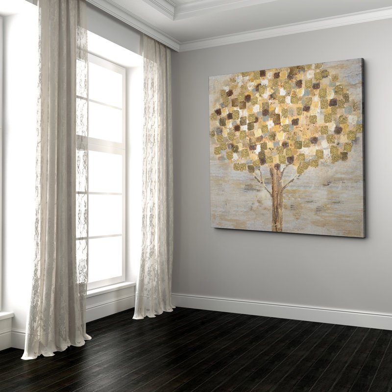 Arbre doré - imprimé, H 16 po x l 16 po x P 1,5 po, Toile tendue
