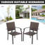 Ensemble de salle à manger 5 pièces pour patio en osier avec plateau en faux bois et trou pour parasol