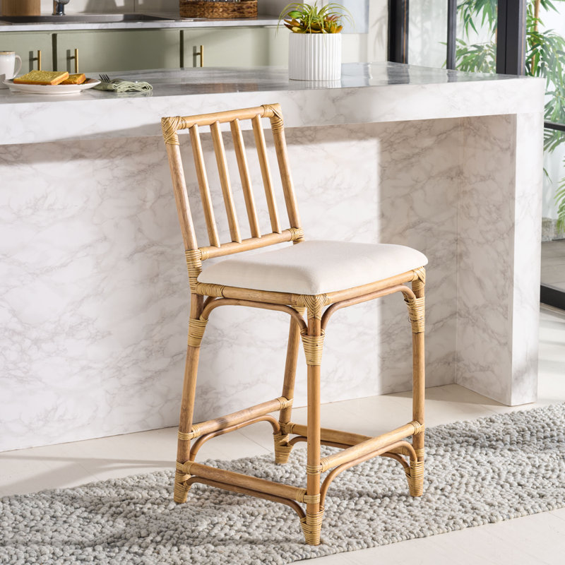 Tabouret de bar avec coussin Mylinda, Miel brun délavé