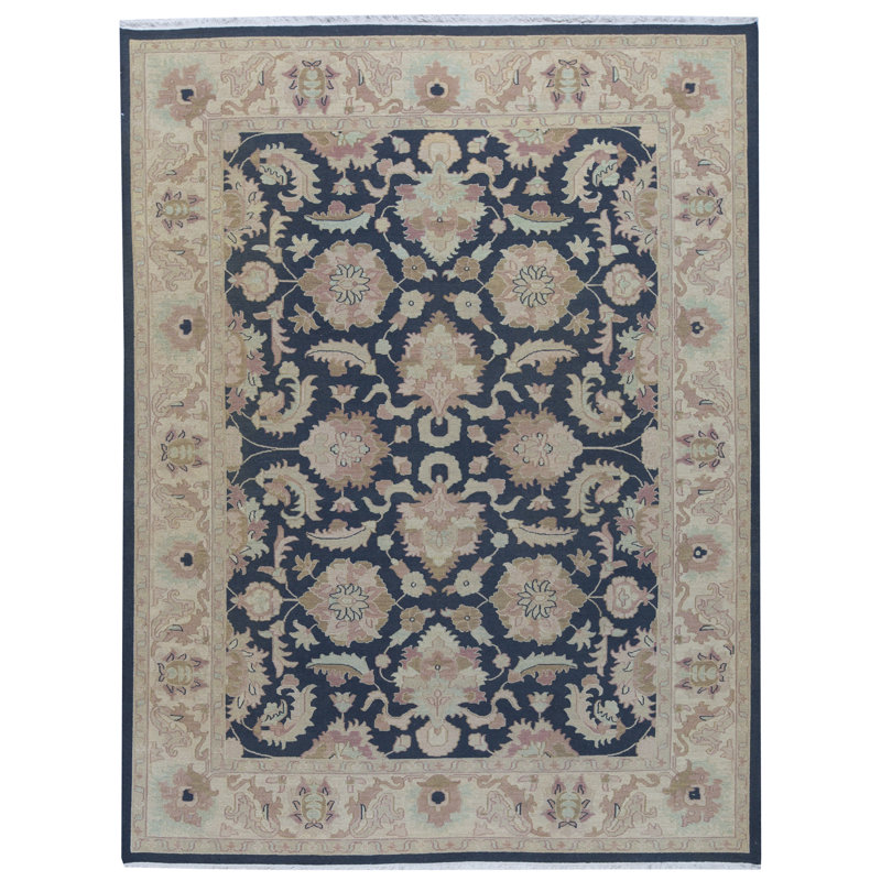 Tapis noir et doré de haute qualité noué à la main