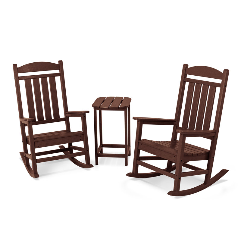 POLYWOOD Presidential Rocker 3-Piece Set, Mahogany