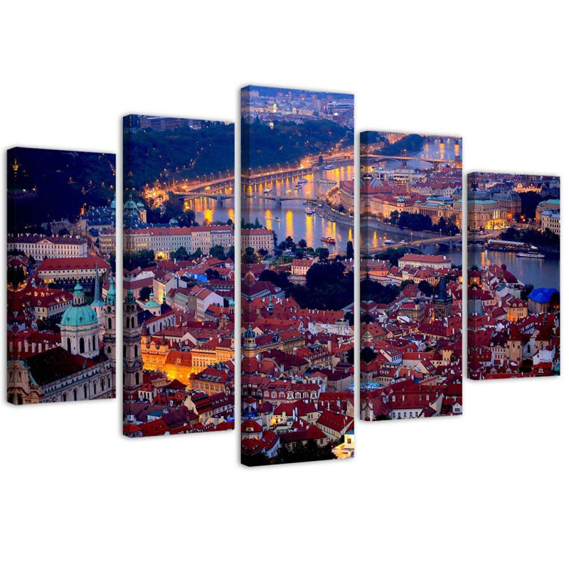 City Of Prague - 5 Piece No Frame Print on Canvas