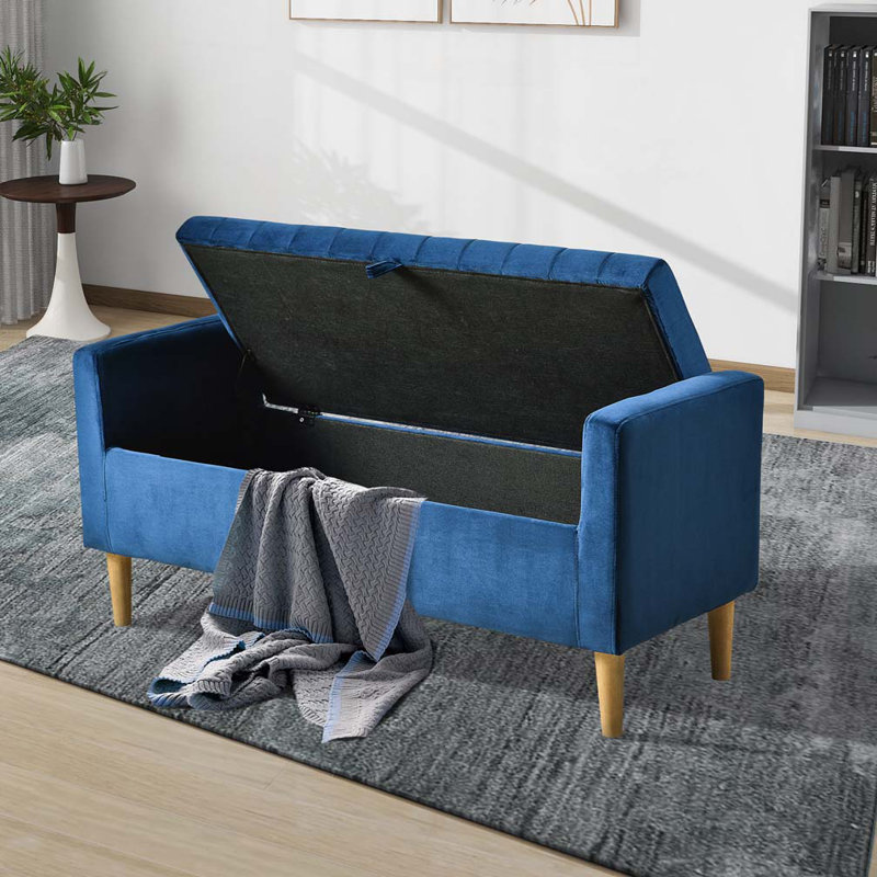 Banc de rangement avec repose-pieds 48 po, Bleu