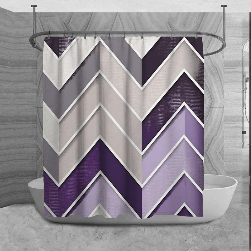 Rideau de douche Briant, H 84 po x l 70 po, Mauve / argenté