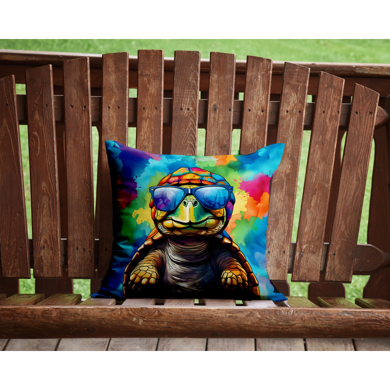 Hippie Animals Outdoor Throw Pillow, 14"H x 14"W