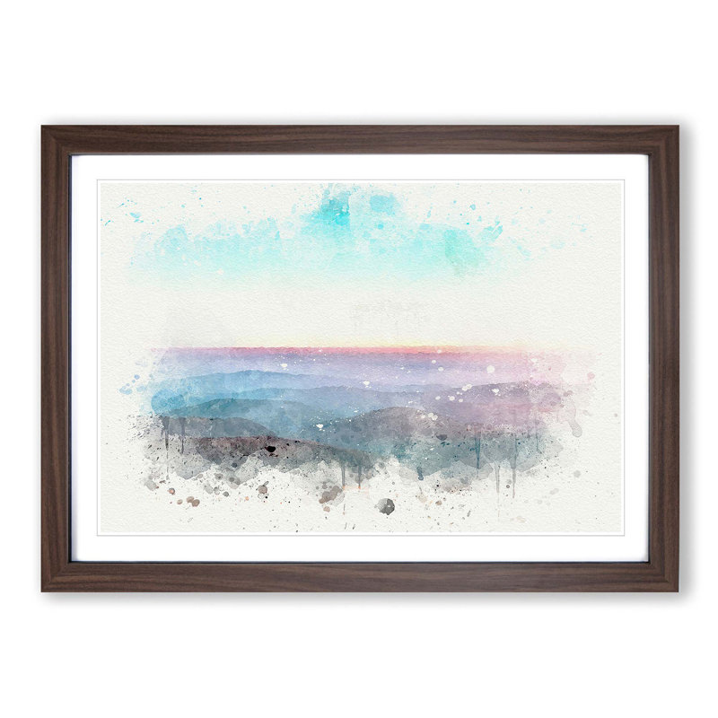 Over the Mountains in Poland in Abstract - Picture Frame Painting Print, 36cm H x 48cm W x 2cm D, Walnut Framed