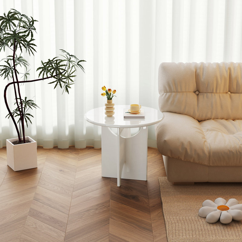 Table d'appoint ronde blanc crème, petite table de bout, table de canapé polyvalente pour le salon, le bureau, la maison, la chambre à coucher
