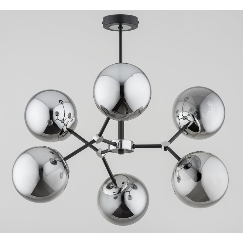 Ambrister 6 - Light Chandelier, Black, Silver
