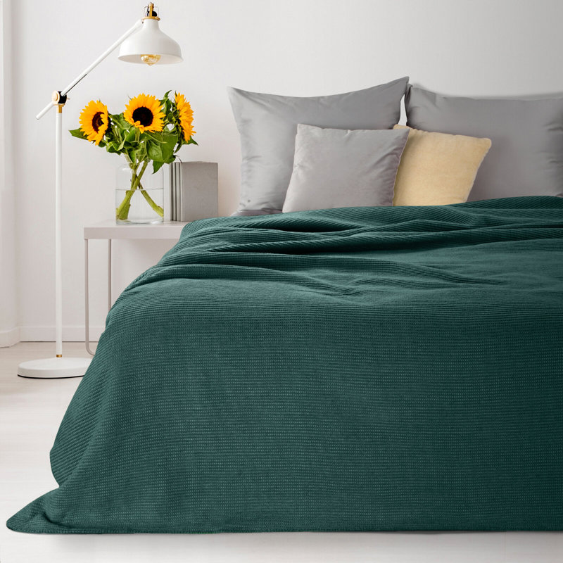 Montevia Polyester No Pattern Bedspread, 220 x 240 cm, Turquoise