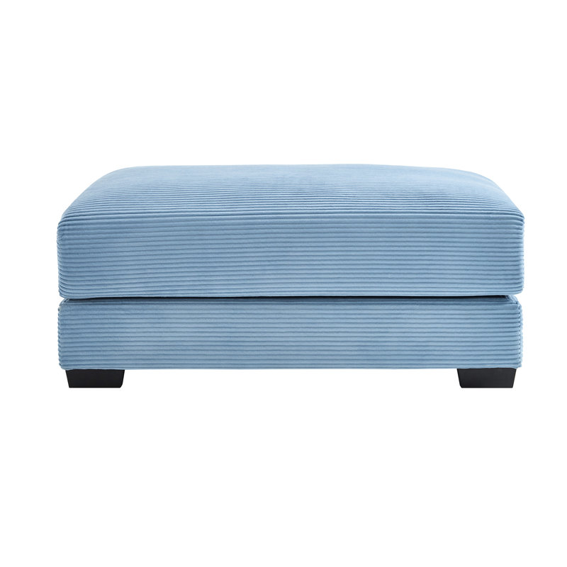 Canapé en velours côtelé bleu avec soutien ergonomique, coussins haute densité et agencement modulaire : coussins profonds surdimensionnés et amovibles