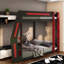 Lit mezzanine multifonctionnel en bois avec USB et RVB, design moderne