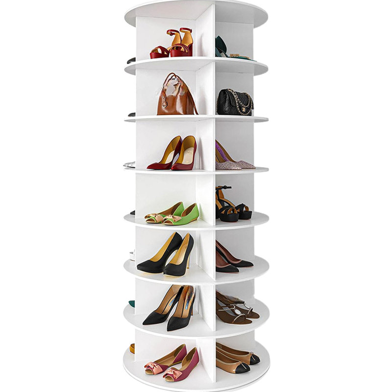 Rangement à chaussures 360 blanc - 7 niveaux pivotant pour afficher les degrés d'organisation en blanc