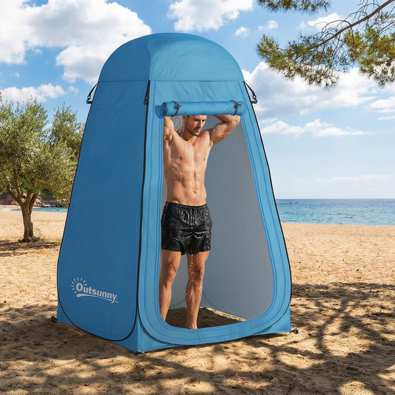 Tente de douche Pop Up, vestiaire d'intimité pour l'extérieur, bleu, Bleu
