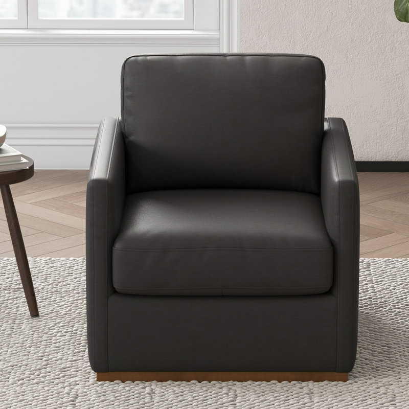 Fauteuil pivotant large Assiatou, Similicuir grainé noir