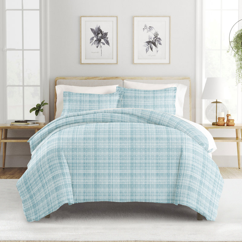 Simply Soft Polka Dot Duvet Cover Set, Aqua, King Duvet Cover + 2 King Shams
