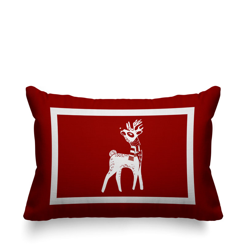 Christmas Outdoor Reversible Throw Pillow, Red