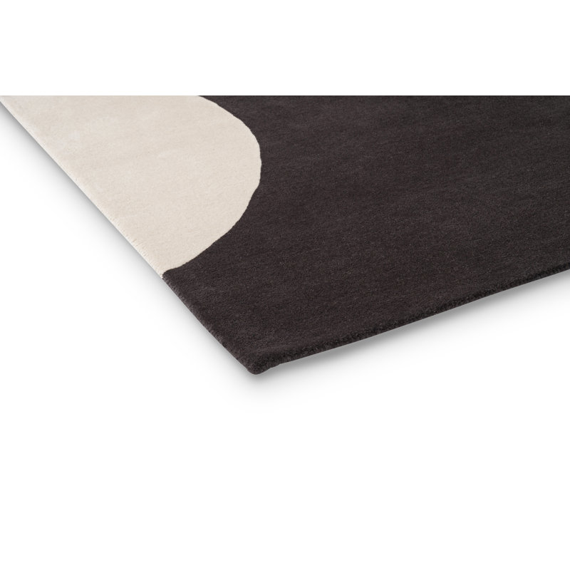 Wool Geometric Area Rug in Graphite/Black/Orange, Rectangle 6'7" x 9'2"