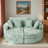 Full-compressed Curved Chaise Lounge Sofa With 4 Throw Pillows And 2 Cup Holders-614011705