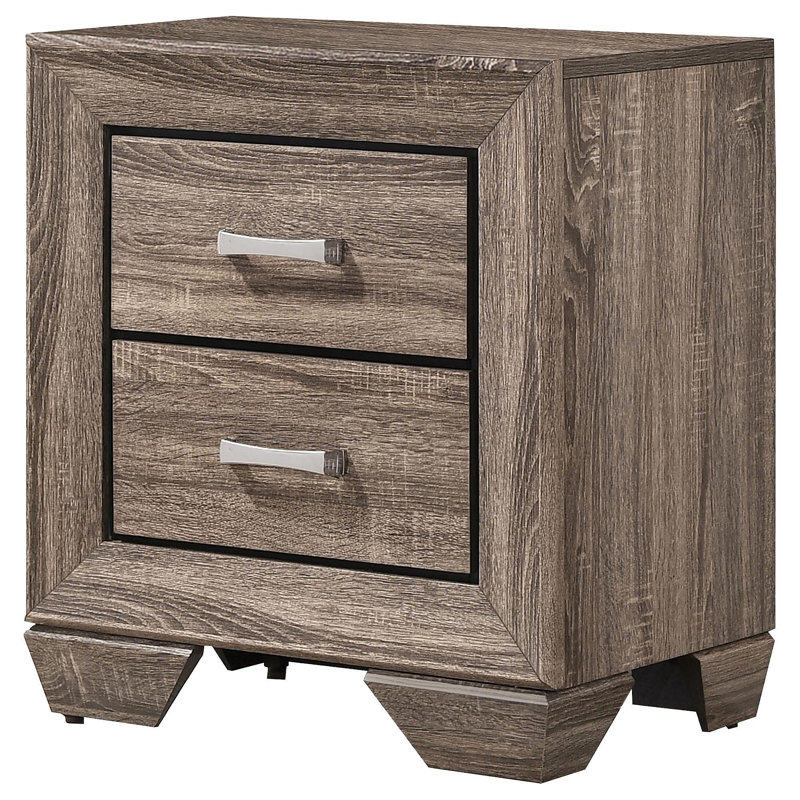 Table de chevet rectangulaire à 2 tiroirs Tomasina, Taupe
