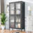 Classic Metal Storage Cabinet Display Cabinet With 4 Glass Doors 4 Shelves Cabinet  Bookcase Side Cabinet For Home Office Living Room Kitchen Hallway - Black, Waffle Grids Tempered Glass