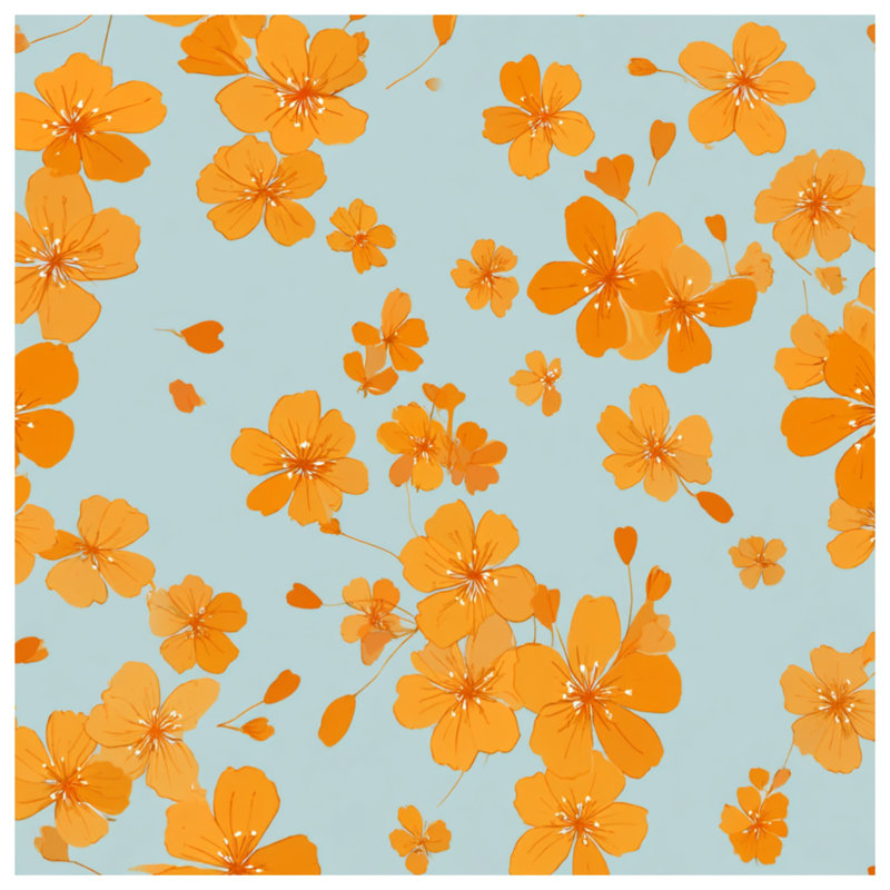 Housse de couette Floral Bedding Nature Boho Boho, Housse de couette pour lit simple, Motif floral bleu / orange