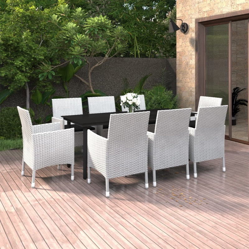 Nikai Rectangular 6 - Person Long Dining Set with Cushions, White/Black, 8
