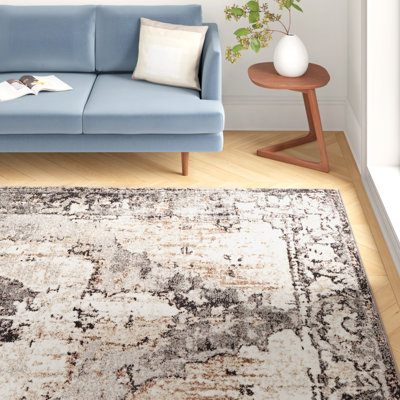 Addisyn Machine Woven Oriental Charcoal Area Rug