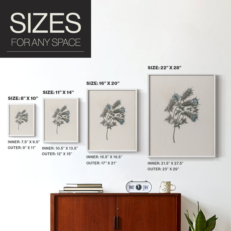 Impression florale vintage encadrée CCXI - bois massif, H 11 po x l 9 po, White