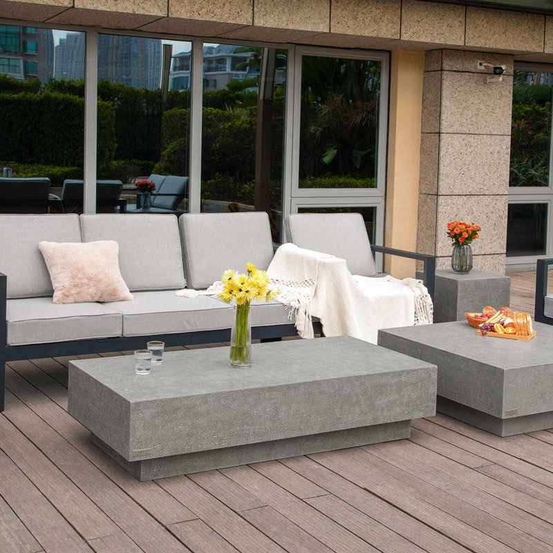 TEVERE Rectangular Concrete Coffee Table 152.4 x 76.2 x 35.6 cm, Space Grey