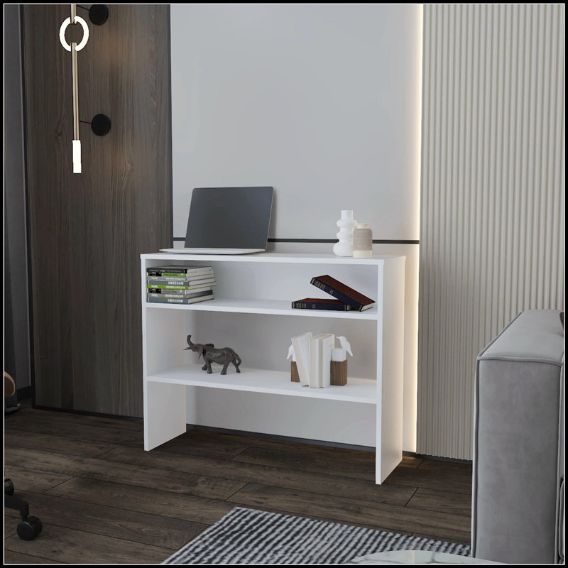 Console blanche avec rangement ouvert, parfaite pour organiser et exposer dans de petits espaces, Blanc
