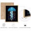 «Blue Jellyfish Marine Animals», impression nautique moderne, affiche encadrée rustique-109747527-109747526
