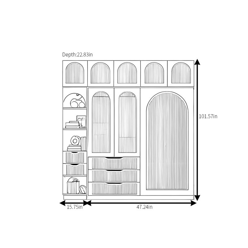 Armoire moderne, simple et luxueuse, H 101,57 po x l 62,99 po x P 22,83 po