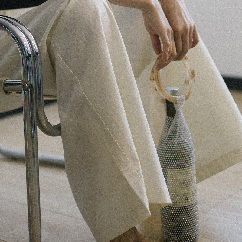 Bouteille d'eau pour femmes Sac à vin avec strass Ensembles d'accessoires pour bouteilles de vin Sac à vin élastique avec poignée robuste