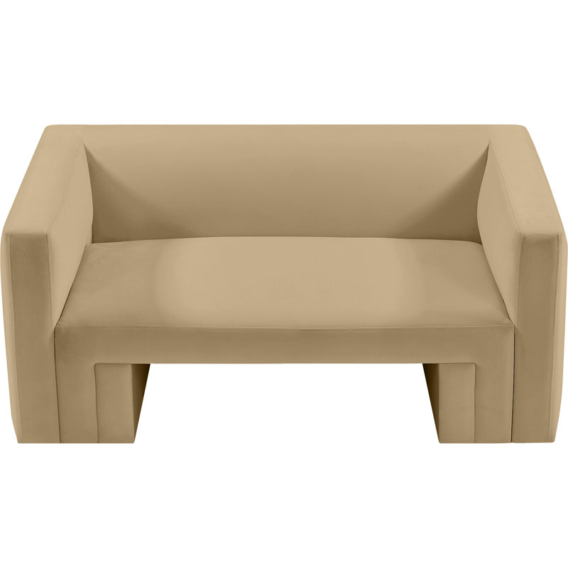Henson 63" Velvet Square Arm Loveseat, Camel Velvet