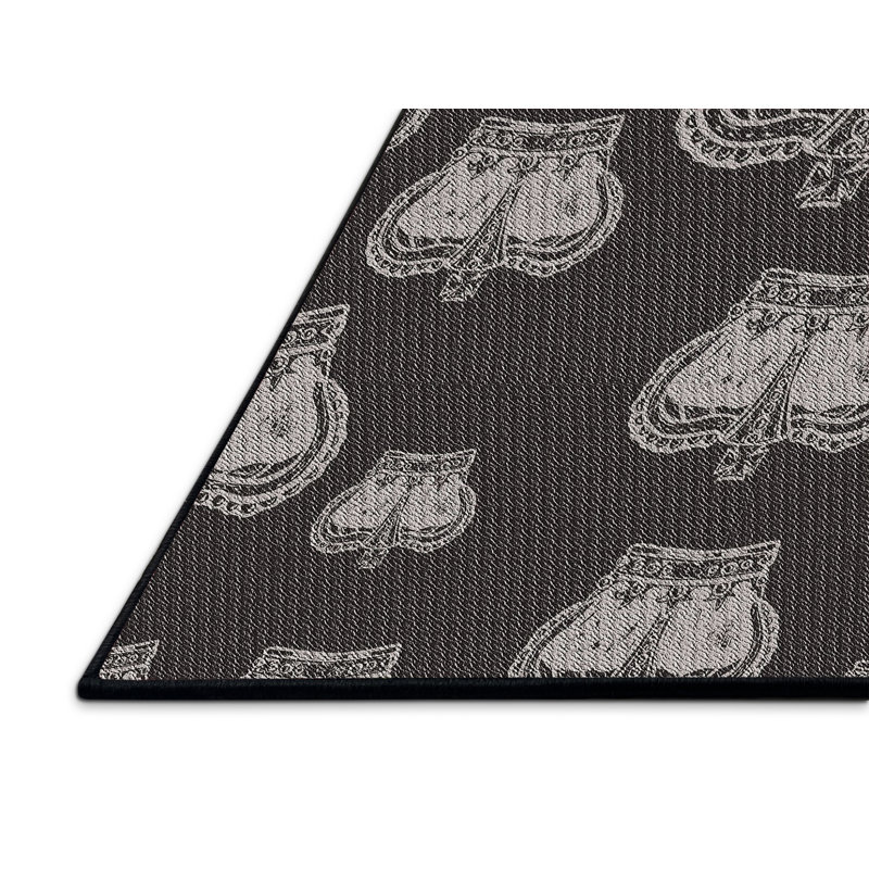 Noir Ishani/Tapis décoratif gris, Rectangle 6 pi x 9 pi