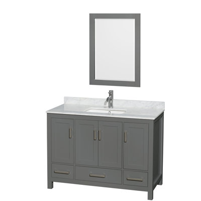 Sheffield 48" Freestanding Single Bathroom Vanity with Marble Top with 24" Mirror