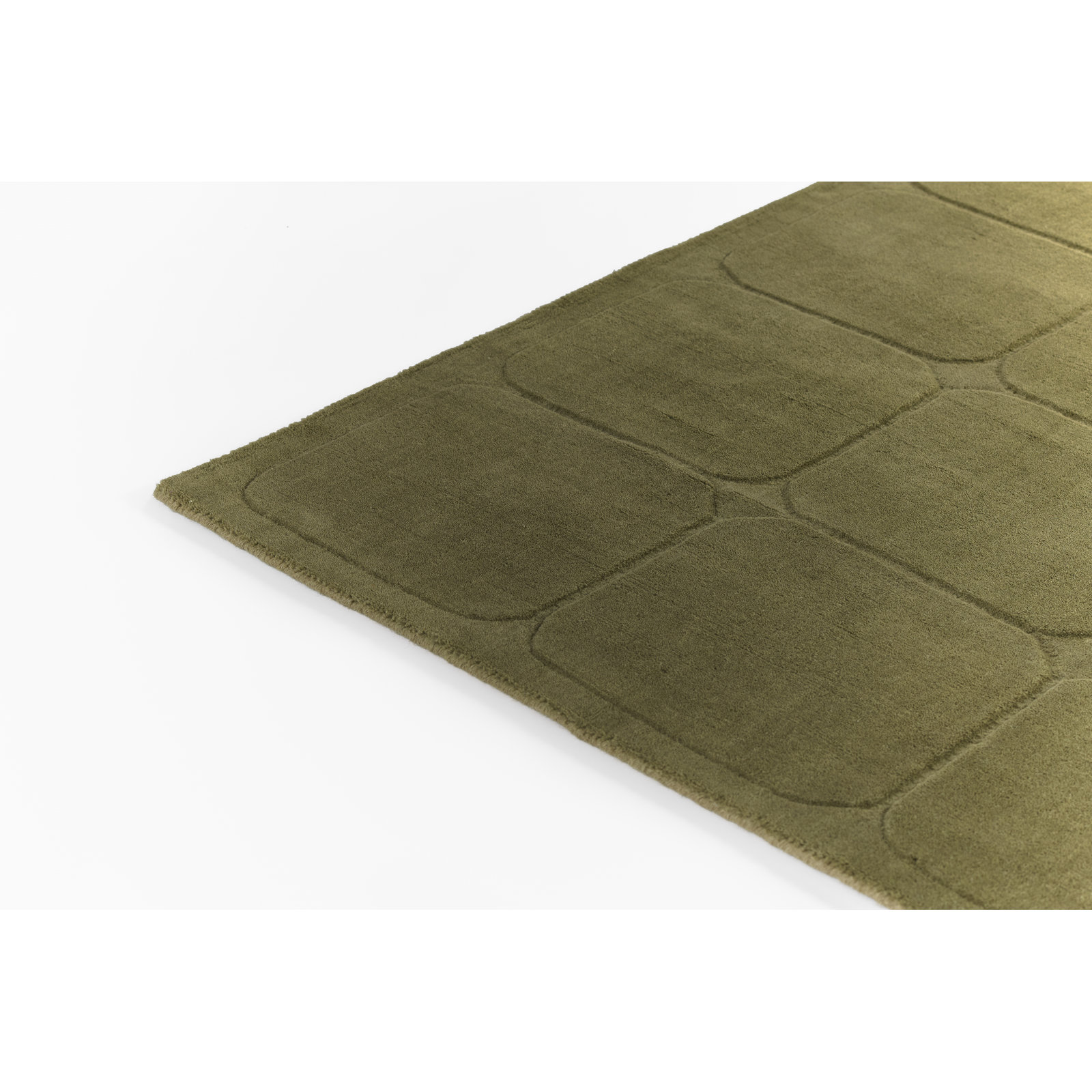 Aldery Green Hand-Loomed Geometric Wool Rug, 7'10" X 10'