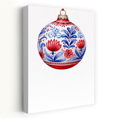 Folk Art Christmas Ornament Traditional Abstract Winter Wall Art Print