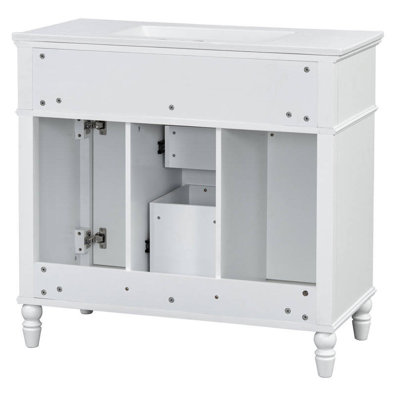 36'' Bathroom Vanity With Ceramic Basin, White