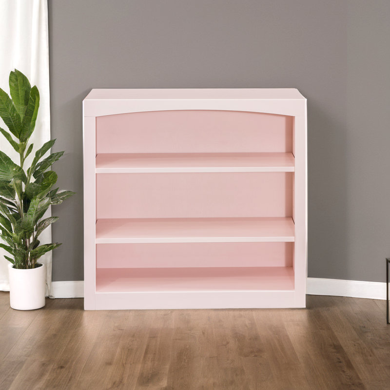 Ossy American Built Solid Wood Bookcase, Blush Pink, (3 Shelves) 30"H x 30"W x 12"D